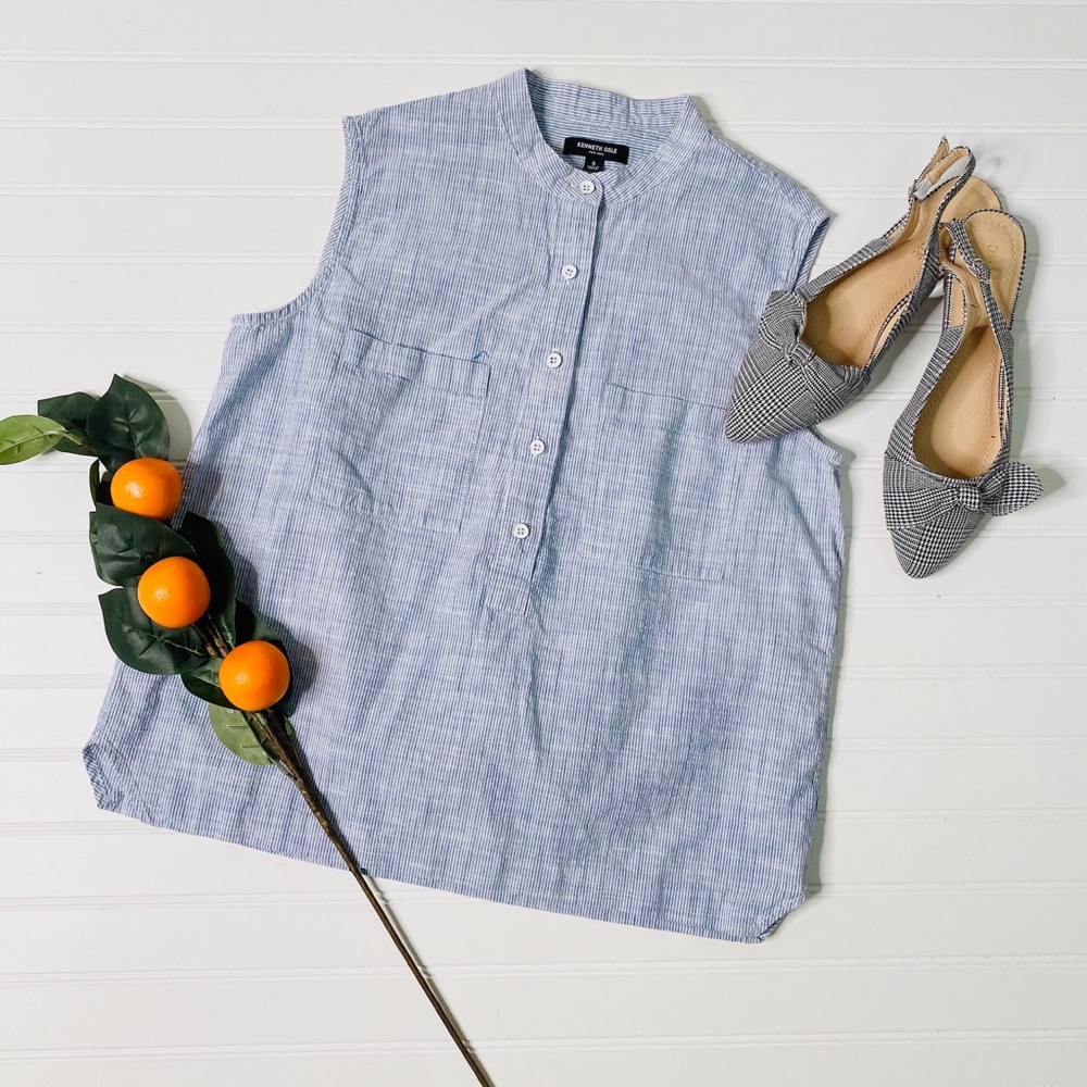 Kenneth Cole Blue Sleeveless Blouse